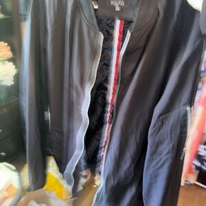 Black Women's Bomber Jacket with Stripe Trim